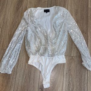 silver sequin bodysuit